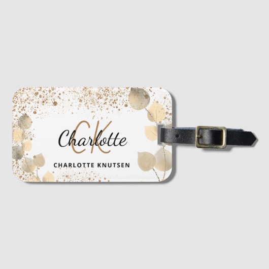 Name des Eukalyptus-Glitzer Gepäckanhänger (Vorderseite (Horizontal))