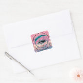 Name des Eyelash-LogosVielen Dank Glitzer Holograp Quadratischer Aufkleber (Umschlag)