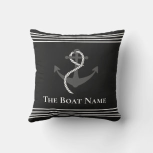 Name des Familienbootes White Black Gray Anchor Na Kissen
