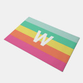 Name des Farbblocks "Monogram Rainbow Sherbet" Fußmatte (Schrägansicht)