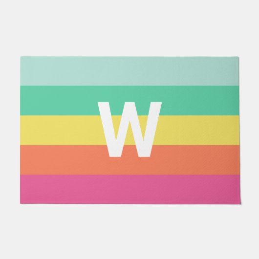 Name des Farbblocks "Monogram Rainbow Sherbet" Fußmatte (Vorderseite)