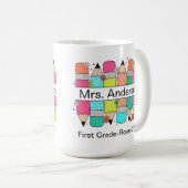 Name des farbenfrohen Bleistift-Lehrers Kaffeetasse (VorderseiteRechts)