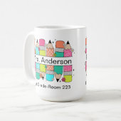 Name des farbenfrohen Bleistift-Lehrers Kaffeetasse (Vorderseite Links)
