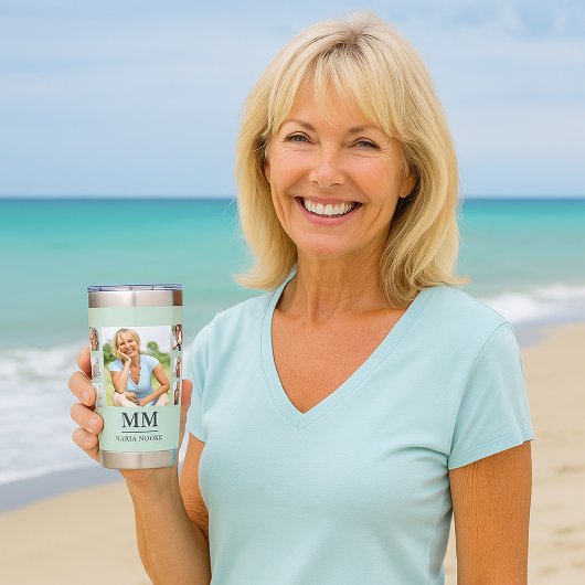 Name des farbigen Fotos der Collage monogram Thermobecher