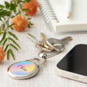 Name des farbigen Regenbogens Ombre Print Oval Schlüsselanhänger (Seite)