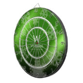 Name des Festivals Green Foil Snowflakes Monogramm Dartscheibe (Vorderseite rechts)