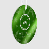Name des Festivals Green Foil Snowflakes Monogramm Ornament (Vorderseite)