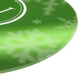 Name des Festivals Green Foil Snowflakes Monogramm Schneidebrett (Ecke)