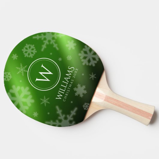 Name des Festivals Green Foil Snowflakes Monogramm Tischtennis Schläger (Seitenansicht)