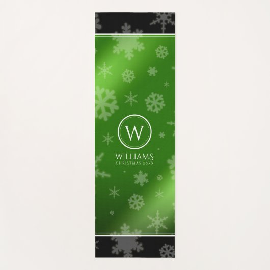 Name des Festivals Green Foil Snowflakes Monogramm Yogamatte (Vorderseite)