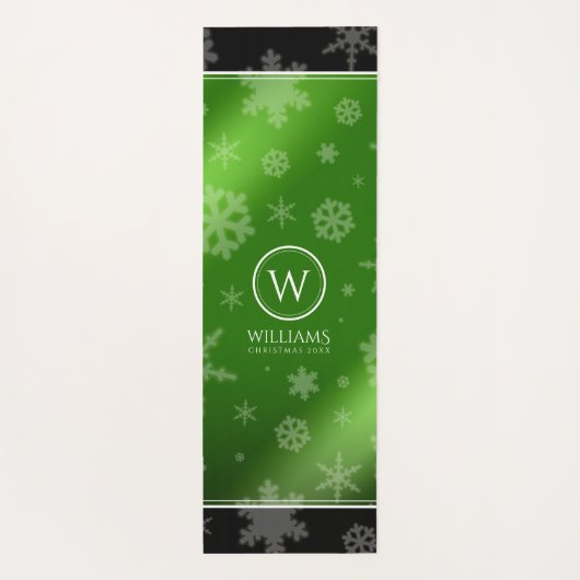 Name des Festivals Green Foil Snowflakes Monogramm Yogamatte (Rückseite)