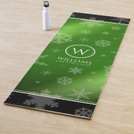 Name des Festivals Green Foil Snowflakes Monogramm Yogamatte