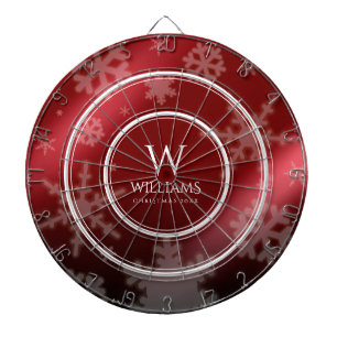 Name des Festivals Red Foil Snowflakes Monogramm Dartscheibe