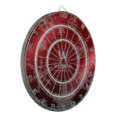Name des Festivals Red Foil Snowflakes Monogramm Dartscheibe (Vorderseite Links)
