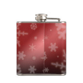 Name des Festivals Red Foil Snowflakes Monogramm Flachmann (Rückseite)