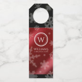 Name des Festivals Red Foil Snowflakes Monogramm Flaschenanhänger (Vorderseite)
