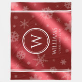 Name des Festivals Red Foil Snowflakes Monogramm Fleecedecke (Vorderseite)