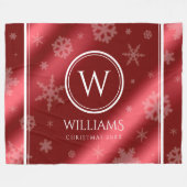 Name des Festivals Red Foil Snowflakes Monogramm Fleecedecke (Vorderseite (Horizontal))