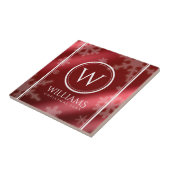 Name des Festivals Red Foil Snowflakes Monogramm Fliese (Seite)