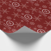 Name des Festivals Red Foil Snowflakes Monogramm Geschenkpapier (Ecke)