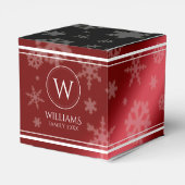 Name des Festivals Red Foil Snowflakes Monogramm Geschenkschachtel (Rückseite)