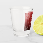 Name des Festivals Red Foil Snowflakes Monogramm Schnapsglas (Links)