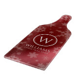 Name des Festivals Red Foil Snowflakes Monogramm Schneidebrett (Ecke)