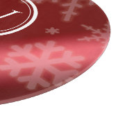 Name des Festivals Red Foil Snowflakes Monogramm Schneidebrett (Ecke)