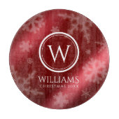 Name des Festivals Red Foil Snowflakes Monogramm Schneidebrett (Vorderseite)