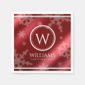 Name des Festivals Red Foil Snowflakes Monogramm Serviette (Vorderseite)