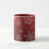 Name des Festivals Red Foil Snowflakes Monogramm Tasse (Zentrum)