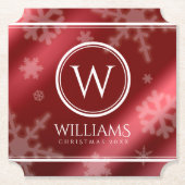 Name des Festivals Red Foil Snowflakes Monogramm Untersetzer (Vorderseite)