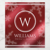Name des Festivals Red Foil Snowflakes Monogramm Weinetikett (Einzelnes Label)