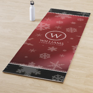 Name des Festivals Red Foil Snowflakes Monogramm Yogamatte