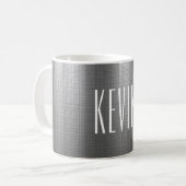 Name des feuchten Schriftartes, texturiertes Metal Kaffeetasse (Vorderseite Links)