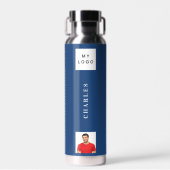 Name des Firmenlogos Foto blau Trinkflasche (Vorne)