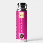 Name des Firmenlogos Foto heiß rosa Trinkflasche (Rückseite)