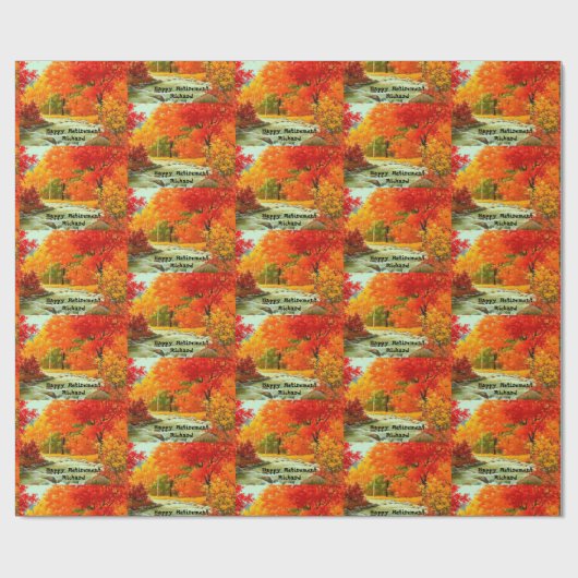 Name des Fischfangs im Herbst des Ruhestands Geschenkpapier (Flach)