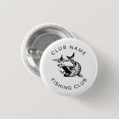Name des Fischklubs Cartoon Schwarz-weiß Button (Vorne & Hinten)