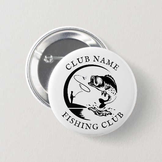 Name des Fischklubs Schwarz-weiß Button (Vorne & Hinten)