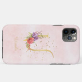 Name des Floral-Monogramms für Aquarellfarben Anfa Case-Mate iPhone Hülle (Rückseite (Horizontal))