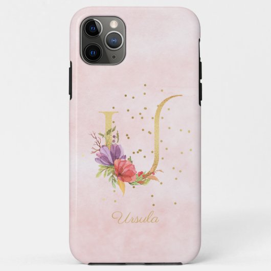 Name des Floral-Monogramms für Aquarellfarben Anfa Case-Mate iPhone Hülle (Rückseite)