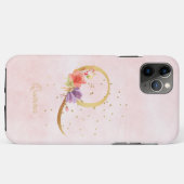 Name des Floral-Monogramms für Aquarellfarben Anfa Case-Mate iPhone Hülle (Rückseite (Horizontal))