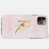 Name des Floral-Monogramms für Aquarellfarben Init Case-Mate iPhone Hülle (Rückseite (Horizontal))