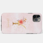 Name des Floral-Monogramms für Wasserfarben, Anfan Case-Mate iPhone Hülle (Rückseite (Horizontal))