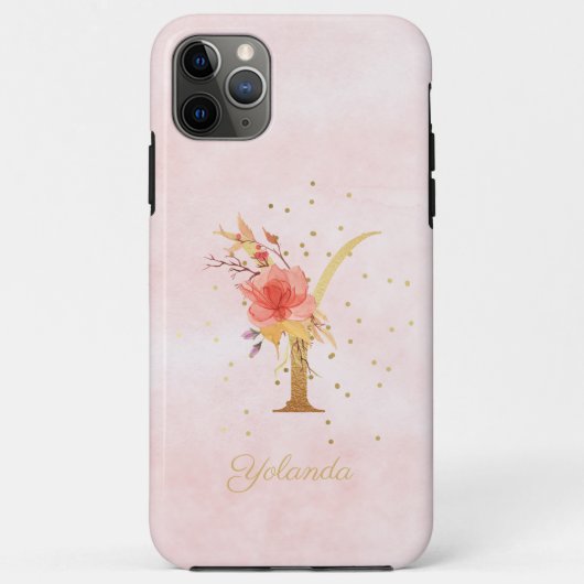 Name des Floral-Monogramms für Wasserfarben, Anfan Case-Mate iPhone Hülle (Rückseite)