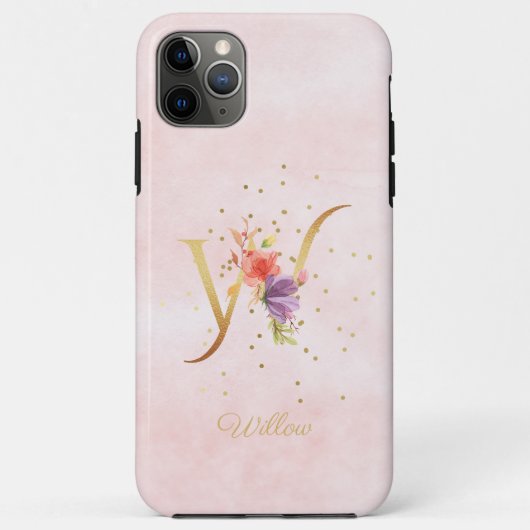 Name des Floral-Monogramms für Wasserfarben, Anfan Case-Mate iPhone Hülle (Rückseite)