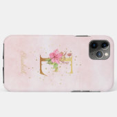 Name des Floral-Monogramms für Wasserfarben Anfang Case-Mate iPhone Hülle (Rückseite (Horizontal))