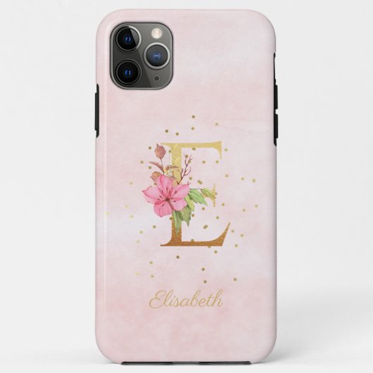 Name des Floral-Monogramms für Wasserfarben Anfang Case-Mate iPhone Hülle (Rückseite)