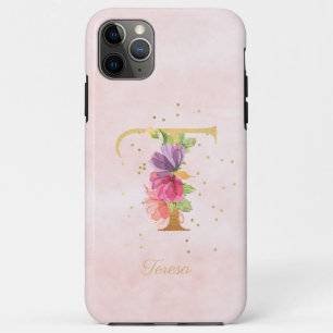 Name des Floral-Monogramms für Wasserfarben Anfang Case-Mate iPhone Hülle